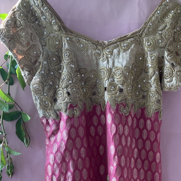 Salwar Kameez ready to wear readymade party designer pink brocade designer - Picture 2 of 5